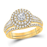 14kt Yellow Gold Round Diamond Bridal Wedding Ring Band Set 1 Cttw