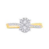 10kt Yellow Gold Womens Round Diamond Oval Cluster Ring 1/4 Cttw