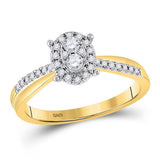 10kt Yellow Gold Womens Round Diamond Oval Cluster Ring 1/4 Cttw