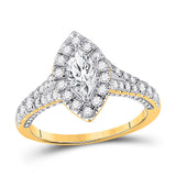 14kt Yellow Gold Marquise Diamond Halo Bridal Wedding Engagement Ring 1-1/4 Cttw