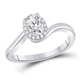 14kt White Gold Oval Diamond Halo Bridal Wedding Engagement Ring 3/4 Cttw