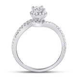 14kt White Gold Oval Diamond Halo Bridal Wedding Engagement Ring 3/4 Cttw