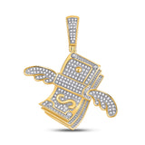 10kt Yellow Gold Mens Round Diamond Flying Dollar Money Charm Pendant 1/2 Cttw