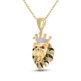 10kt Yellow Gold Mens Round Yellow Diamond King Lion Charm Pendant 1 Cttw