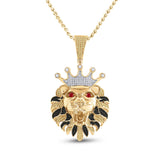 10kt Yellow Gold Mens Round Yellow Diamond King Lion Charm Pendant 1 Cttw