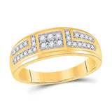 10kt Yellow Gold His Hers Round Diamond Cluster Matching Wedding Set 1 Cttw