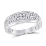 10kt White Gold His Hers Round Diamond Cluster Matching Wedding Set 1 Cttw
