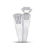10kt White Gold His Hers Round Diamond Cluster Matching Wedding Set 1 Cttw