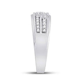 10kt White Gold His Hers Round Diamond Cluster Matching Wedding Set 1 Cttw