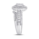 10kt White Gold His Hers Round Diamond Cluster Matching Wedding Set 1-1/4 Cttw