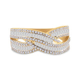 14kt Yellow Gold Womens Baguette Diamond Crossover Band Ring 7/8 Cttw