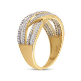 14kt Yellow Gold Womens Baguette Diamond Crossover Band Ring 7/8 Cttw
