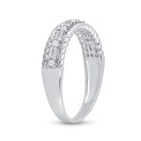 14kt White Gold Womens Baguette Diamond Anniversary Band Ring 1/3 Cttw
