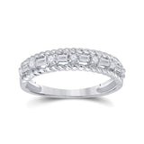 14kt White Gold Womens Baguette Diamond Anniversary Band Ring 1/3 Cttw