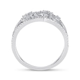 14kt White Gold Womens Round Diamond Scattered Fashion Ring 1/2 Cttw