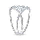 14kt White Gold Womens Round Diamond Scattered Fashion Ring 1/2 Cttw