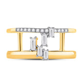 14kt Yellow Gold Womens Baguette Diamond Negative Space Fashion Ring 1/5 Cttw