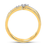14kt Yellow Gold Womens Baguette Diamond Negative Space Fashion Ring 1/5 Cttw