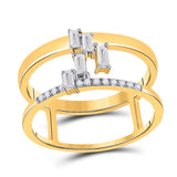 14kt Yellow Gold Womens Baguette Diamond Negative Space Fashion Ring 1/5 Cttw