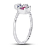 14kt White Gold Womens Baguette Blue Sapphire Modern Fashion Ring 1/2 Cttw