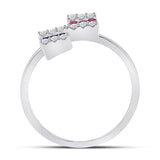 14kt White Gold Womens Baguette Blue Sapphire Modern Fashion Ring 1/2 Cttw