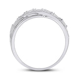 14kt White Gold Womens Baguette Round Diamond Crossover Band Ring 1/4 Cttw