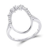 14kt White Gold Womens Round Diamond Scattered Oval Ring 1/6 Cttw