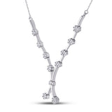 14kt White Gold Womens Round Diamond Flower Cluster Cocktail Necklace 1 Cttw