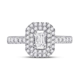 14kt White Gold Emerald Diamond Halo Bridal Wedding Engagement Ring 1 Cttw