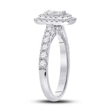 14kt White Gold Emerald Diamond Halo Bridal Wedding Engagement Ring 1 Cttw