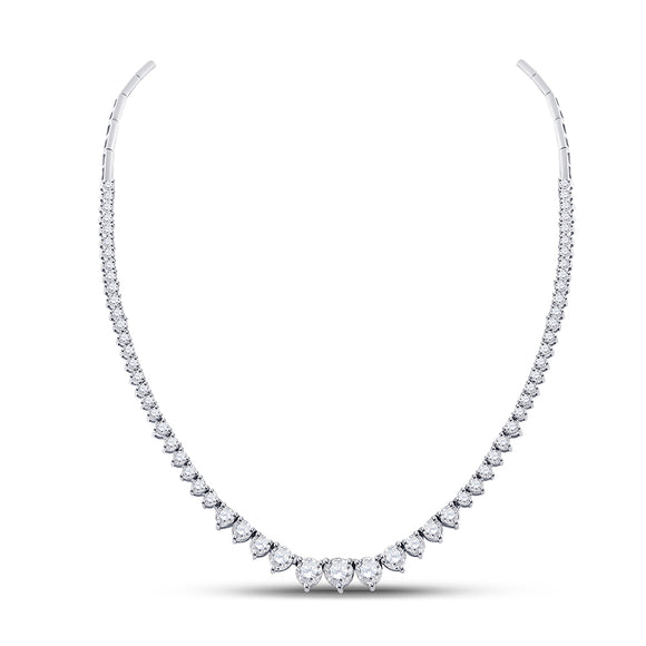 14kt White Gold Womens Round Diamond Graduated Cocktail Necklace 4-1/2 Cttw
