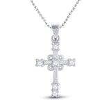 10kt White Gold Womens Round Diamond Cross Pendant 1/10 Cttw