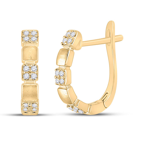 14kt Yellow Gold Womens Round Diamond Hoop Earrings 1/10 Cttw