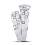 14kt White Gold His Hers Round Diamond Cluster Matching Wedding Set 1 Cttw