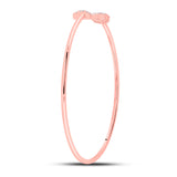 10kt Rose Gold Womens Round Diamond Arrow Bangle Bracelet 1/10 Cttw