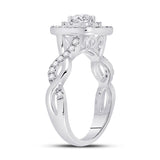 14kt White Gold Round Diamond Halo Bridal Wedding Engagement Ring 7/8 Cttw