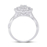 14kt White Gold Round Diamond Halo Bridal Wedding Engagement Ring 7/8 Cttw