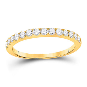 10kt Yellow Gold Womens Round Diamond Wedding Single Row Band 1/2 Cttw