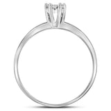 14kt White Gold Womens Round Diamond Flower Cluster Ring 1/10 Cttw