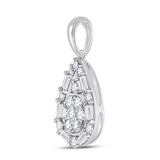 14kt White Gold Womens Round Diamond Teardrop Cluster Pendant 1/2 Cttw