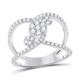 14kt White Gold Womens Round Diamond Negative Space Cluster Ring 3/4 Cttw