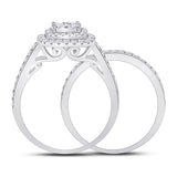 14kt White Gold Round Diamond Bridal Wedding Ring Band Set 1-3/8 Cttw