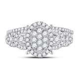 14kt White Gold Round Diamond Bridal Wedding Ring Band Set 1 Cttw