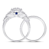 14kt White Gold Round Diamond Bridal Wedding Ring Band Set 1 Cttw