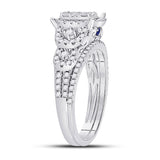 14kt White Gold Round Diamond Bridal Wedding Ring Band Set 1 Cttw