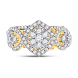 14kt Yellow Gold Round Diamond Bridal Wedding Ring Band Set 1 Cttw