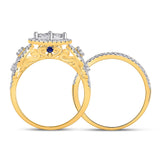 14kt Yellow Gold Round Diamond Bridal Wedding Ring Band Set 1 Cttw