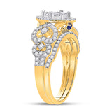 14kt Yellow Gold Round Diamond Bridal Wedding Ring Band Set 1 Cttw