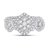 14kt White Gold Round Diamond Bridal Wedding Ring Band Set 1 Cttw