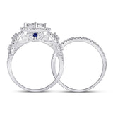 14kt White Gold Round Diamond Bridal Wedding Ring Band Set 1 Cttw